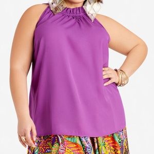 Sleeveless Smocked Neck Blouse